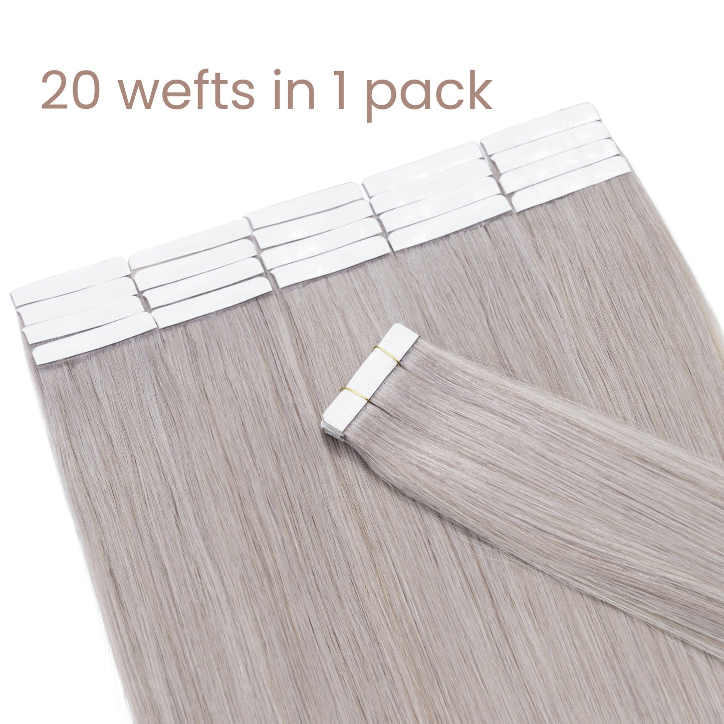 Tape-In Silky Straight Invisible Weft Grey segohair.com