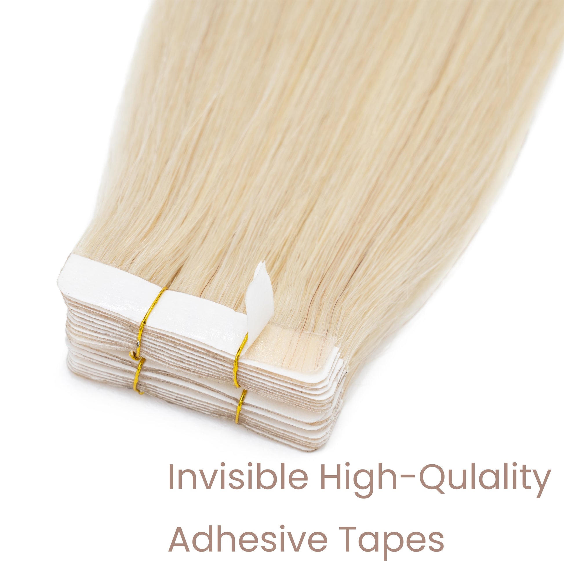 Tape-In Silky Straight Invisible Weft Platinum Blonde segohair.com