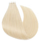 Tape-In Silky Straight Invisible Weft Platinum Blonde segohair.com