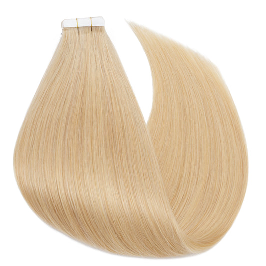 Tape-In Silky Straight Invisible Weft Strawberry Honey Blonde segohair.com