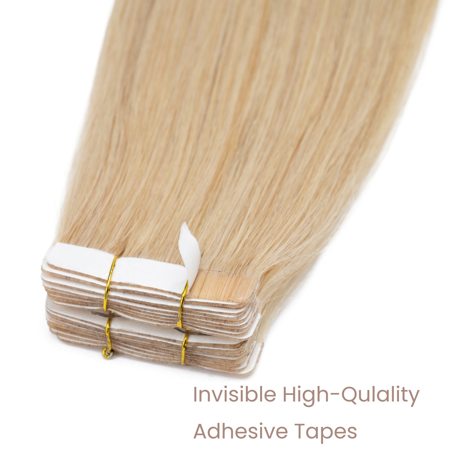 Tape-In Silky Straight Invisible Weft Strawberry Honey Blonde segohair.com