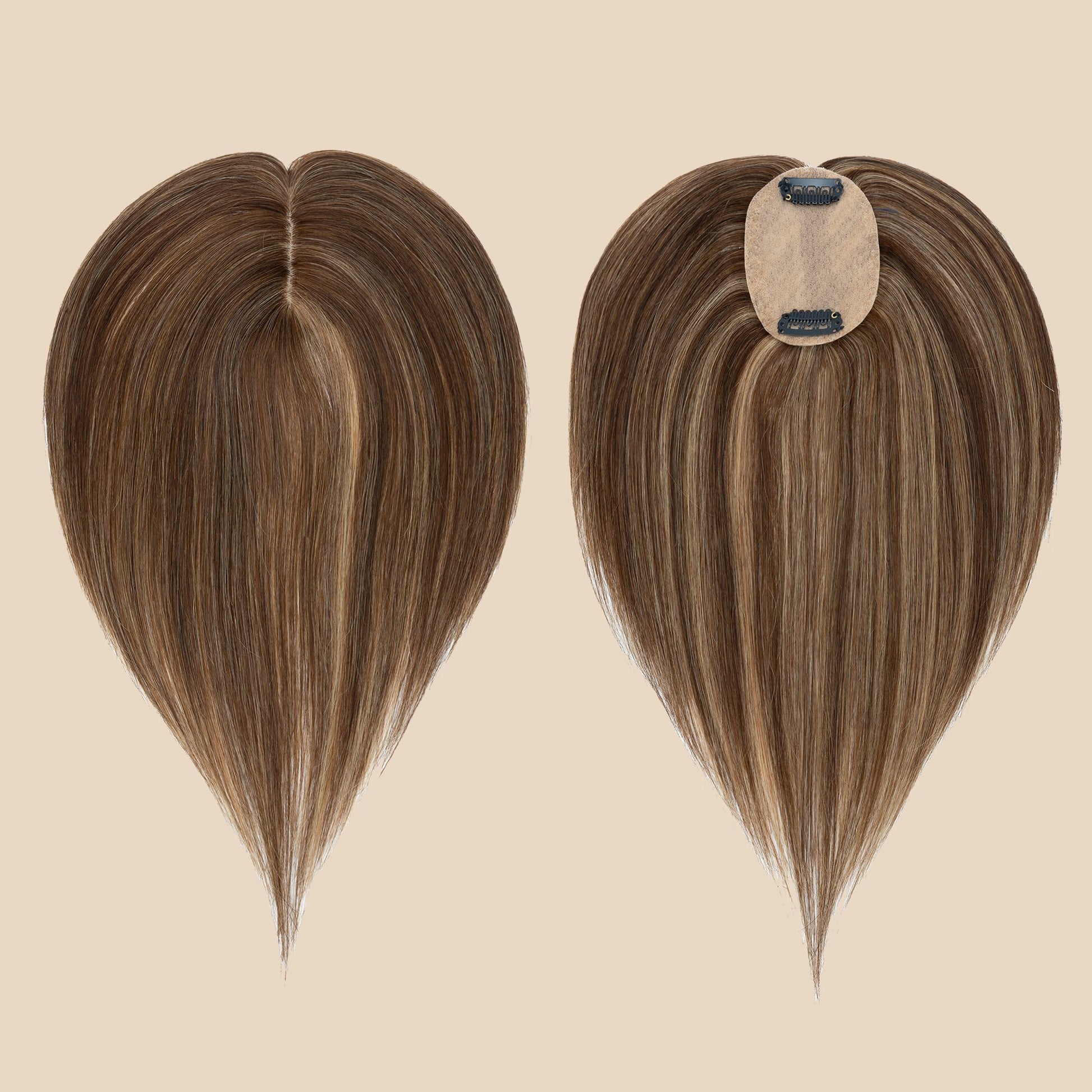 3.5x4" Silk Base Medium Brown Blonde Color Human Hair Topper segohair.com