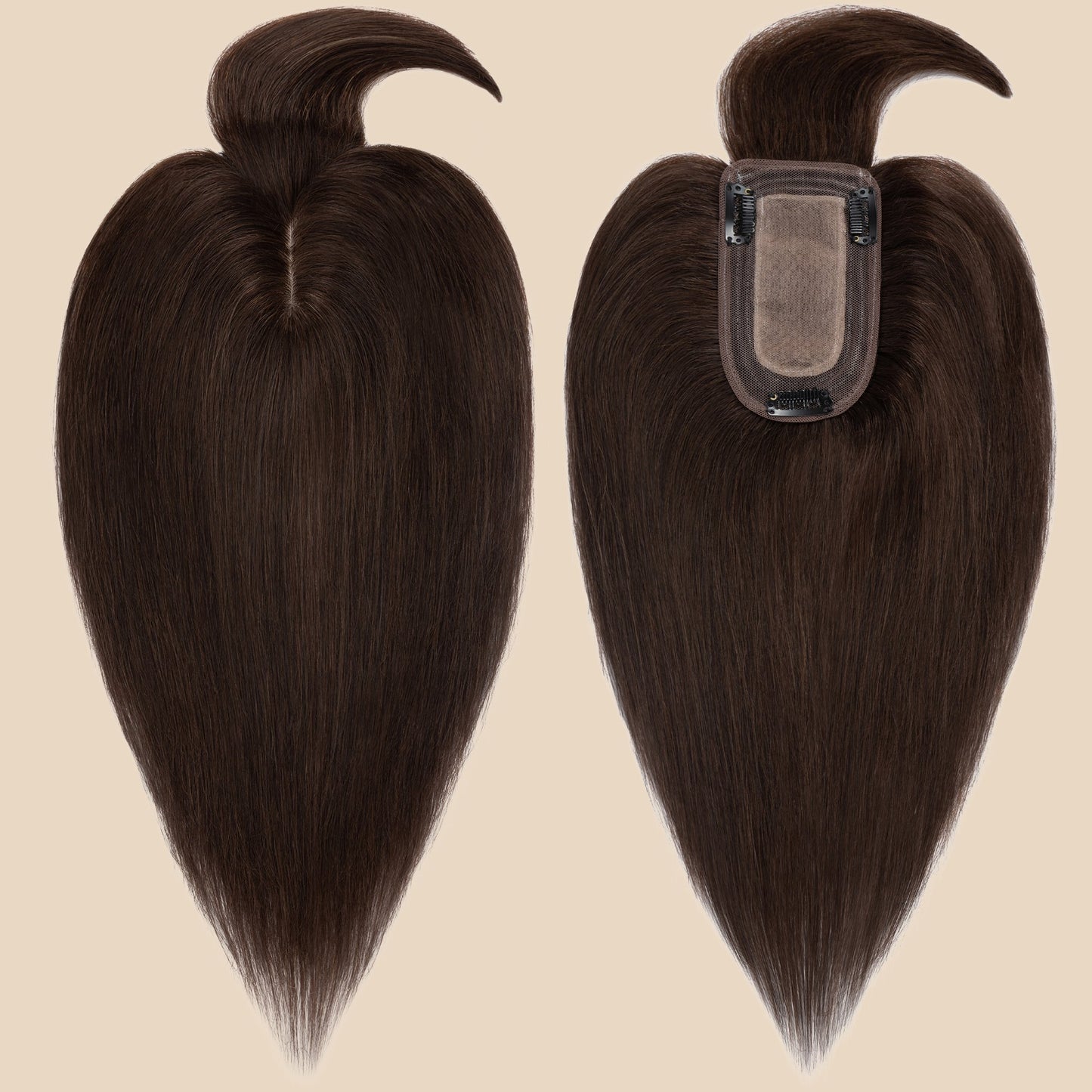 3x5" Bionic Scalp Top Dark Brown Human Hair Topper with Bangs segohair.com
