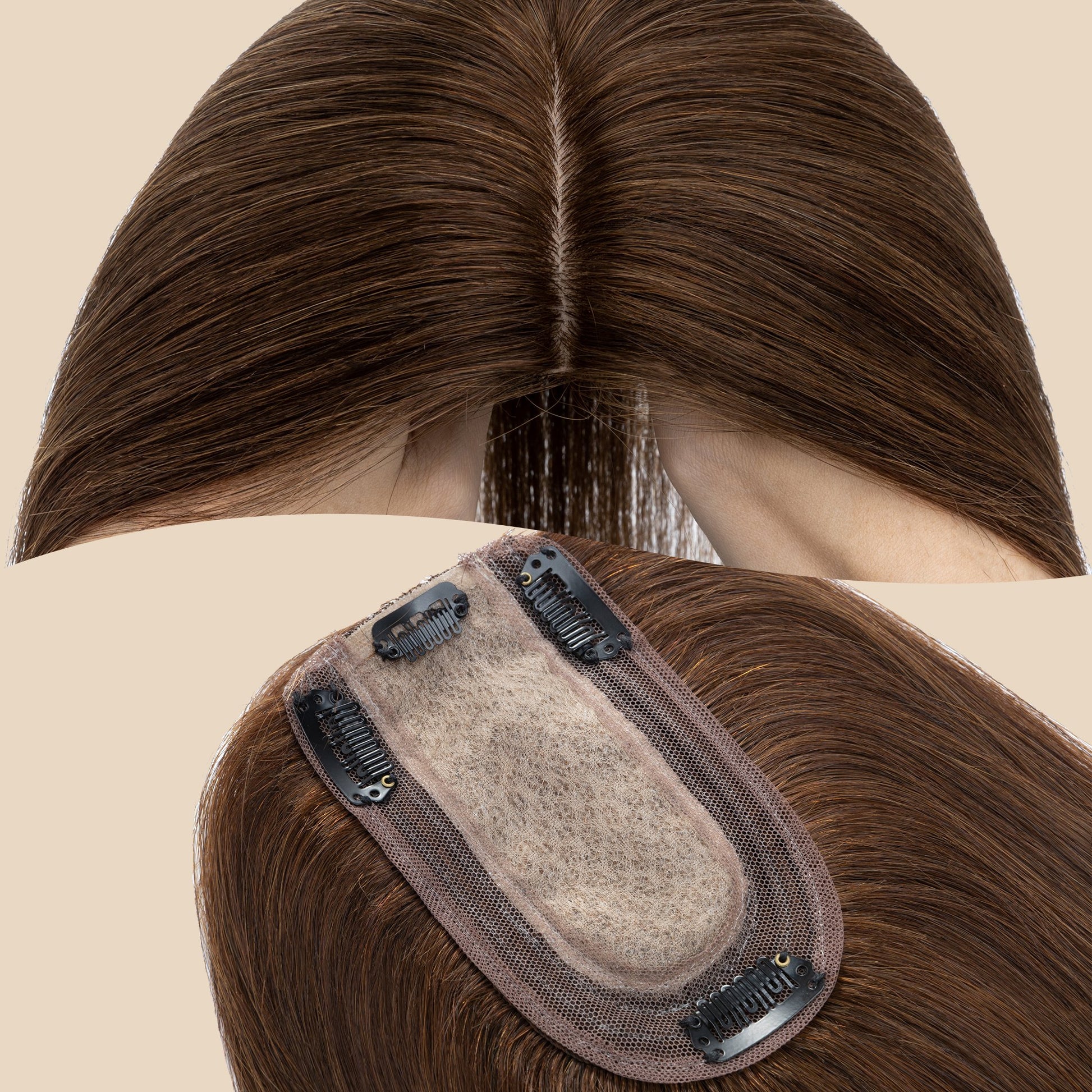 3x5" Bionic Scalp Top Medium Brown Human Hair Topper segohair.com