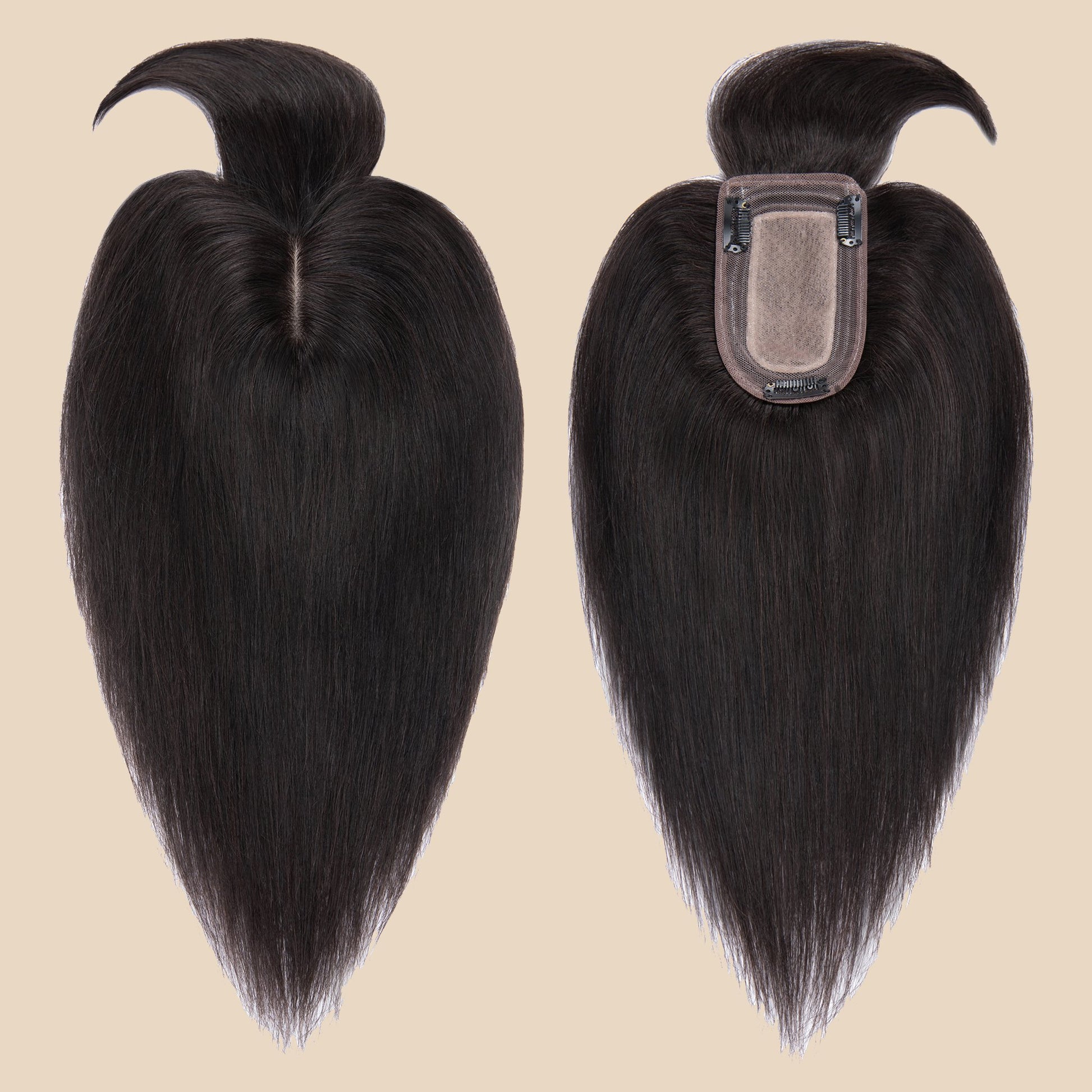 3x5" Bionic Scalp Top Natural Black Human Hair Topper with Bangs segohair.com
