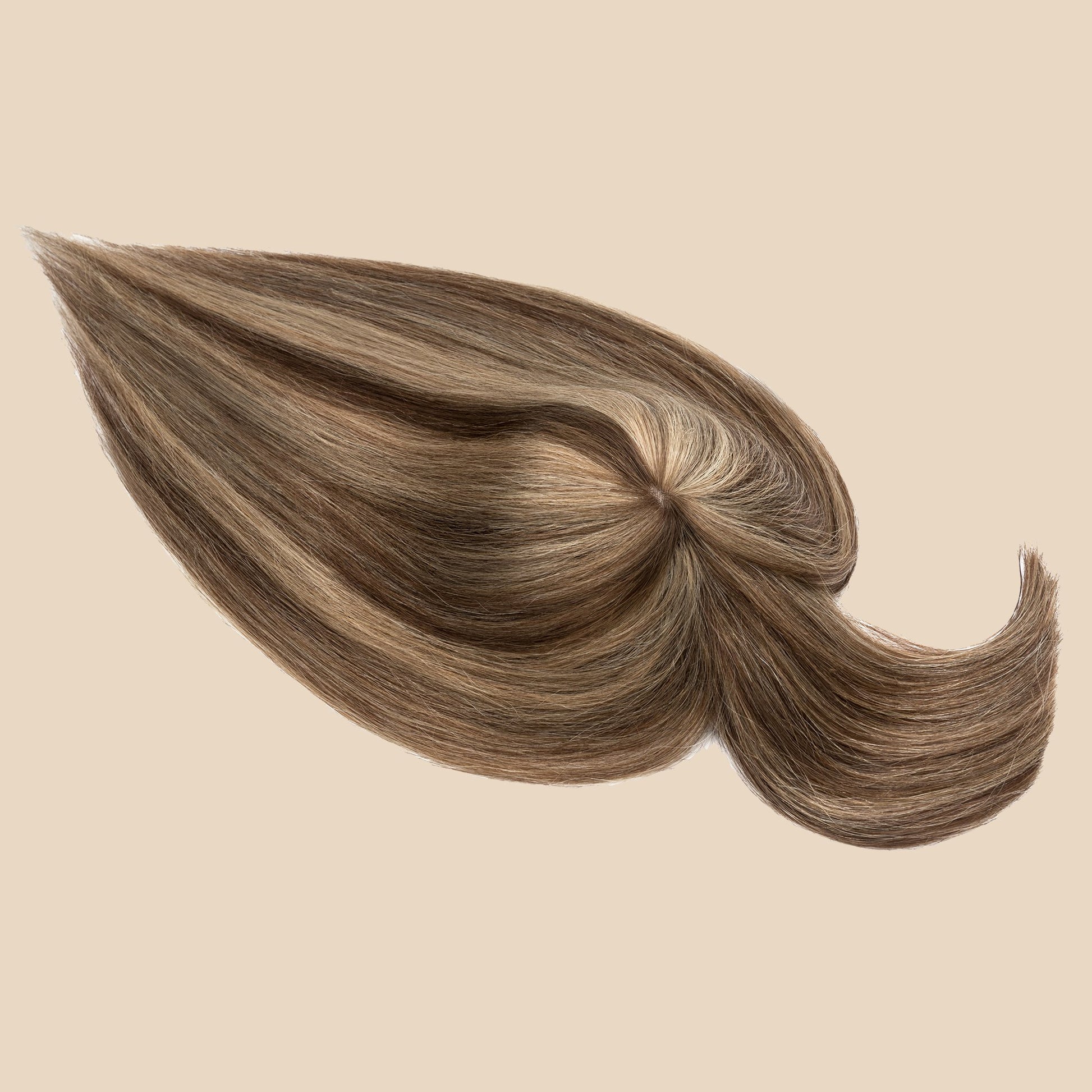 4x5" Silk Circle Top Medium Brown Blonde Human Hair Topper with Bangs segohair.com