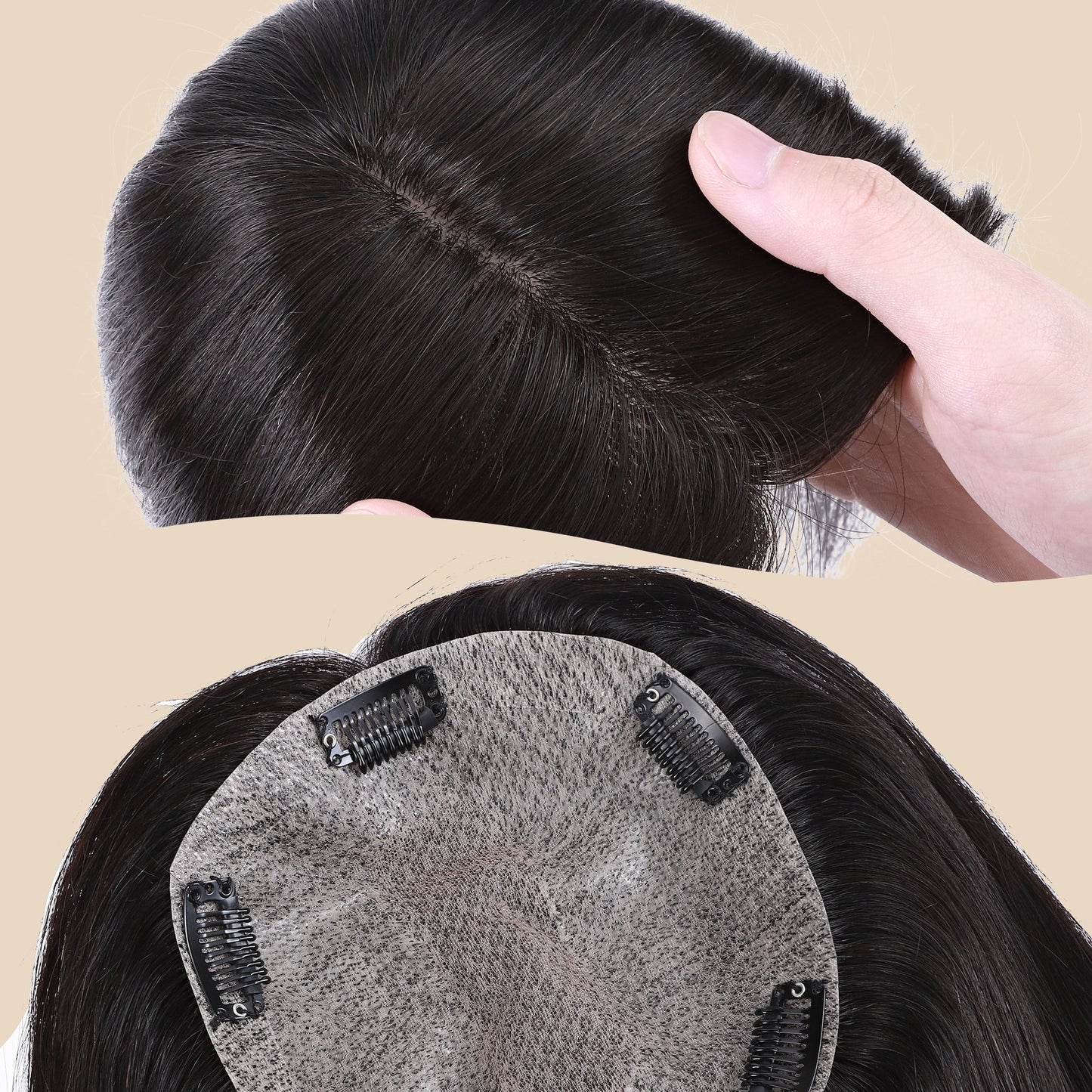 6x6.5" Silk Base with Bionic Net Natural Black Human Hair Topper segohair.com