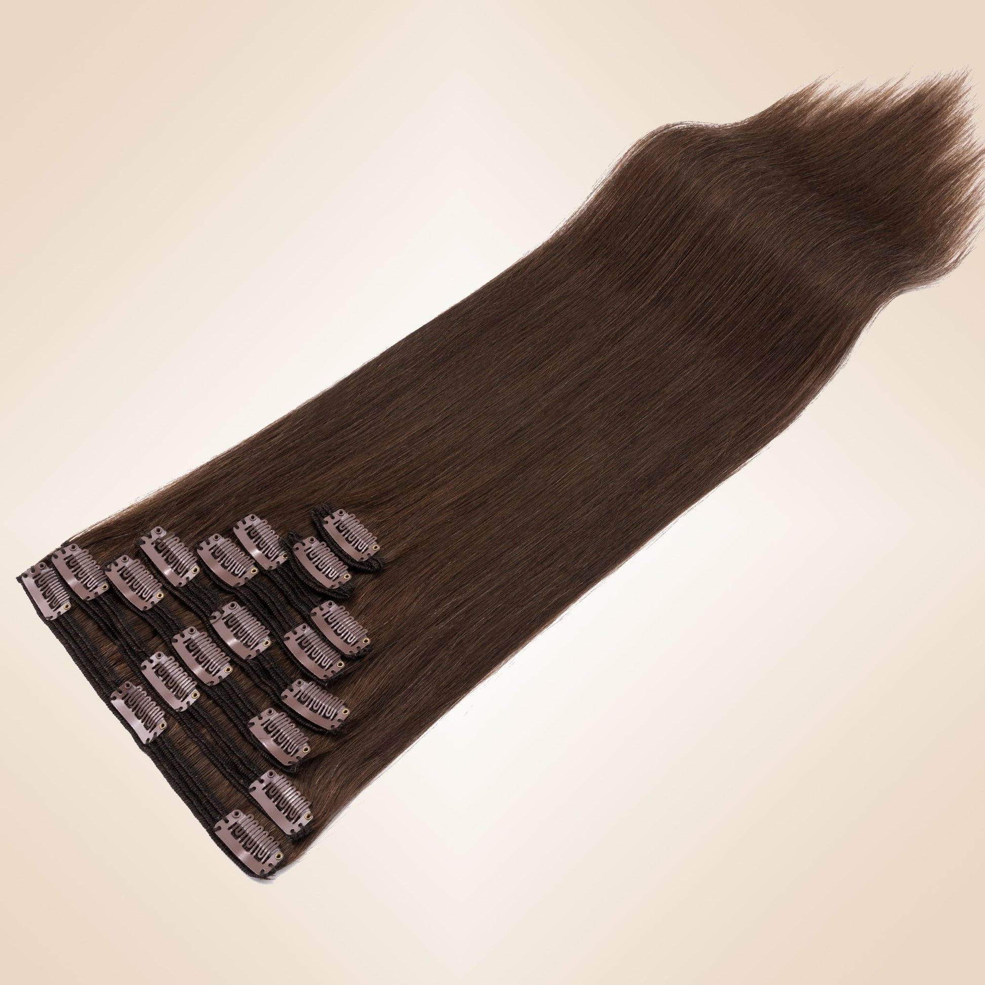 Double Wefts Medium Brown Clip In Hair Extensions 8 PCS segohair.com