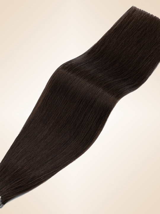 Lightweight Dark Brown Tape In Hair Extensions Invisible Weft 20 PCS