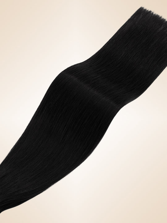 Lightweight Jet Black Tape In Hair Extensions Invisible Weft 20 PCS