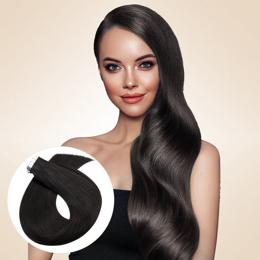 Lightweight Natural Black Tape In Hair Extensions Invisible Weft 20 PCS segohair.com