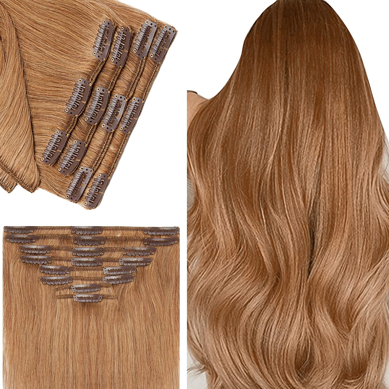 SEGO Clip in Hair Extensions Human Hair 8PCS 18-24inch