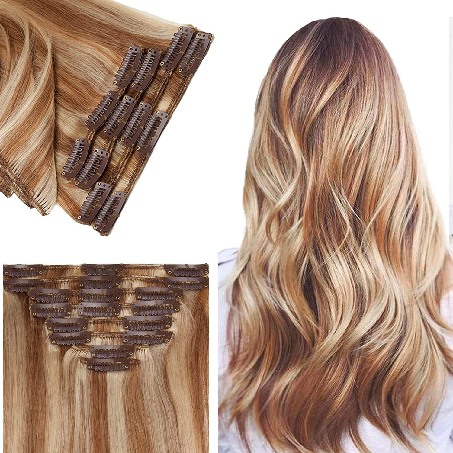 SEGO Clip in Hair Extensions Human Hair 8PCS 8-16inch