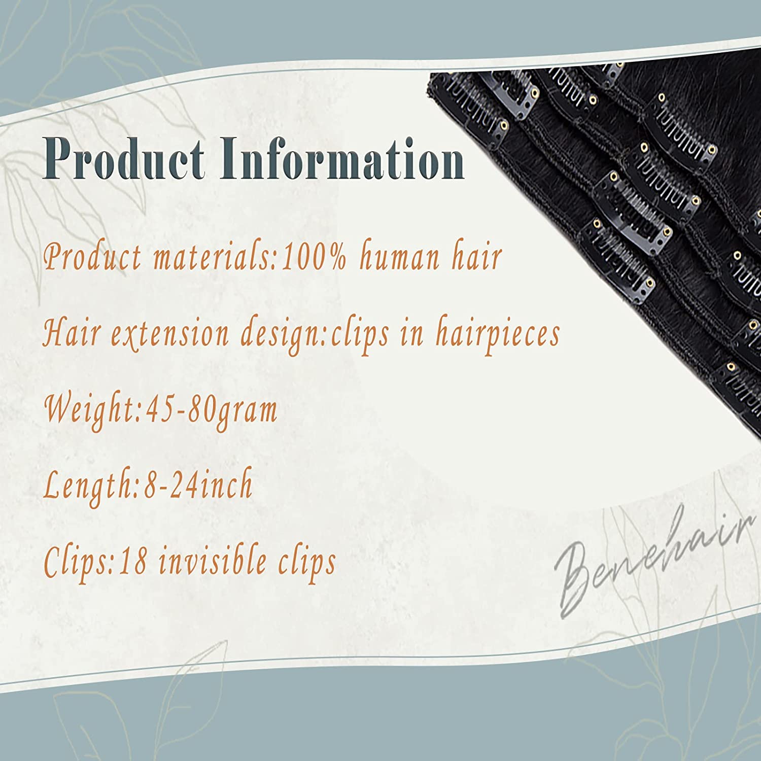 SEGO Clip in Hair Extensions Human Hair 8PCS 8-16inch