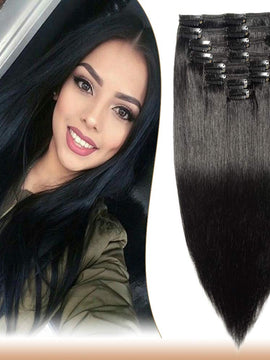 SEGO Hair Extensions Clip in Human Hair  for Women 8PCS