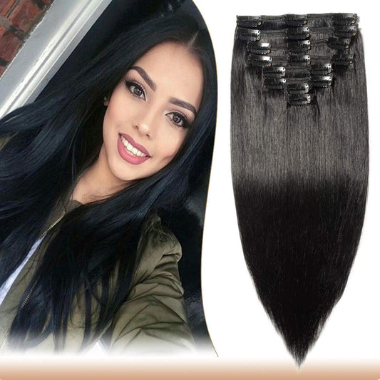 SEGO Hair Extensions Clip in Human Hair for Women 8PCS