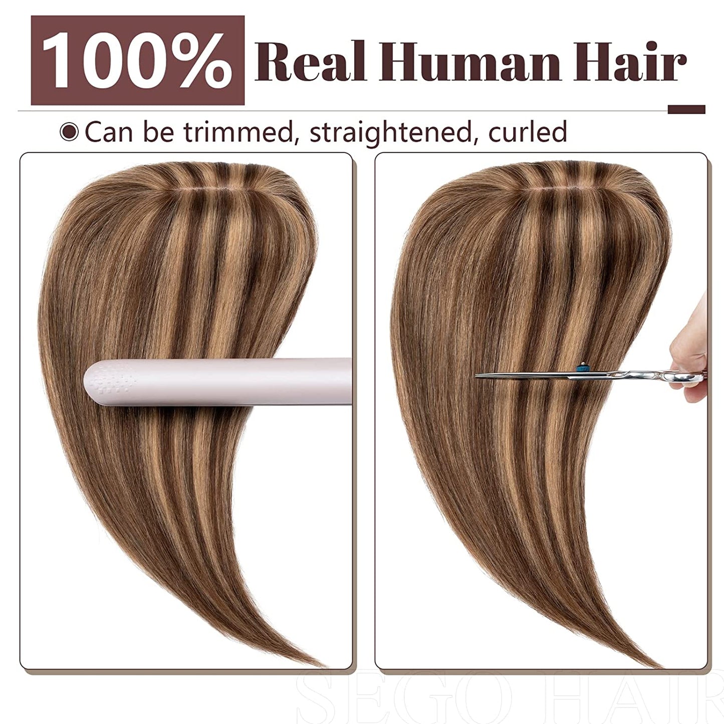 SEGO Hair Topper For Women Clip in Hairpieces Remy Human Hair