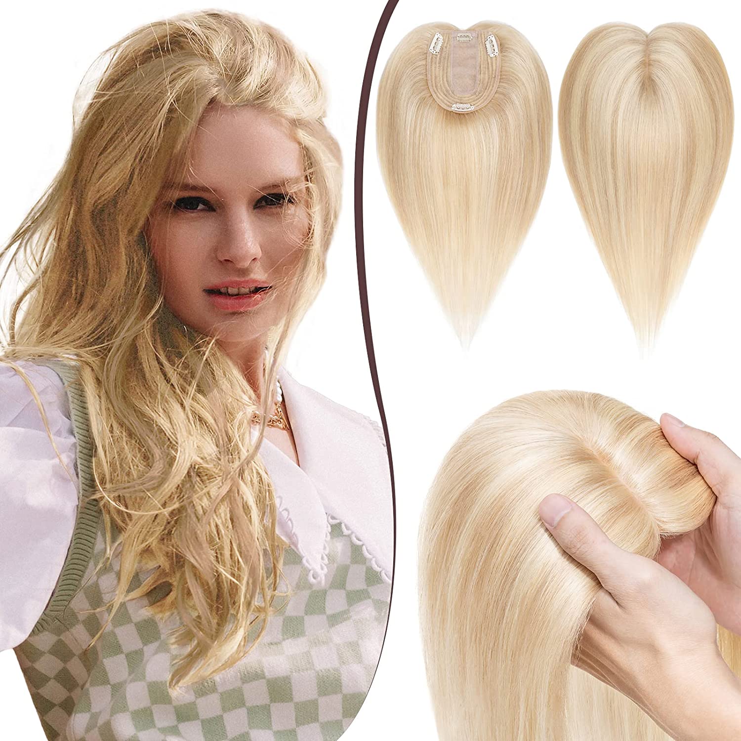 SEGO Hair Topper For Women Clip in Hairpieces Remy Human Hair
