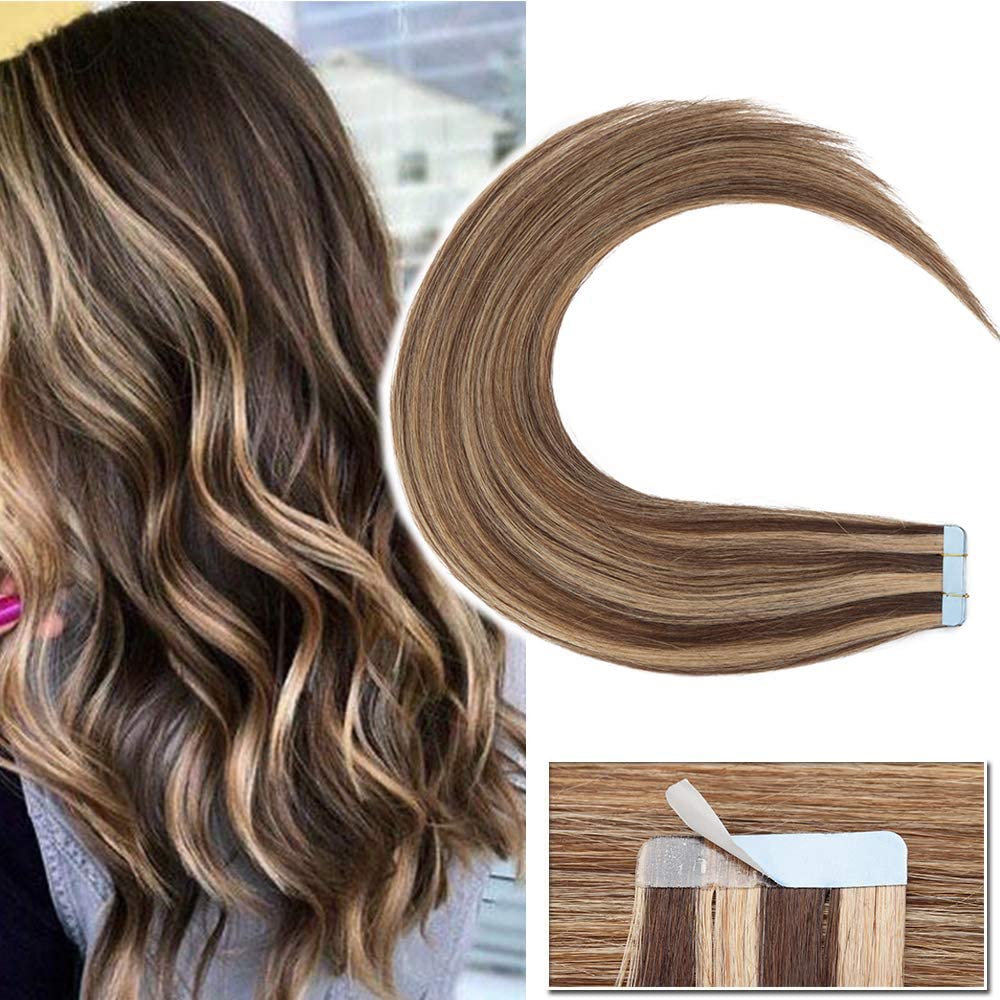 SEGO Tape in Hair Extensions Straight Invisible Skin Weft 10 PCS