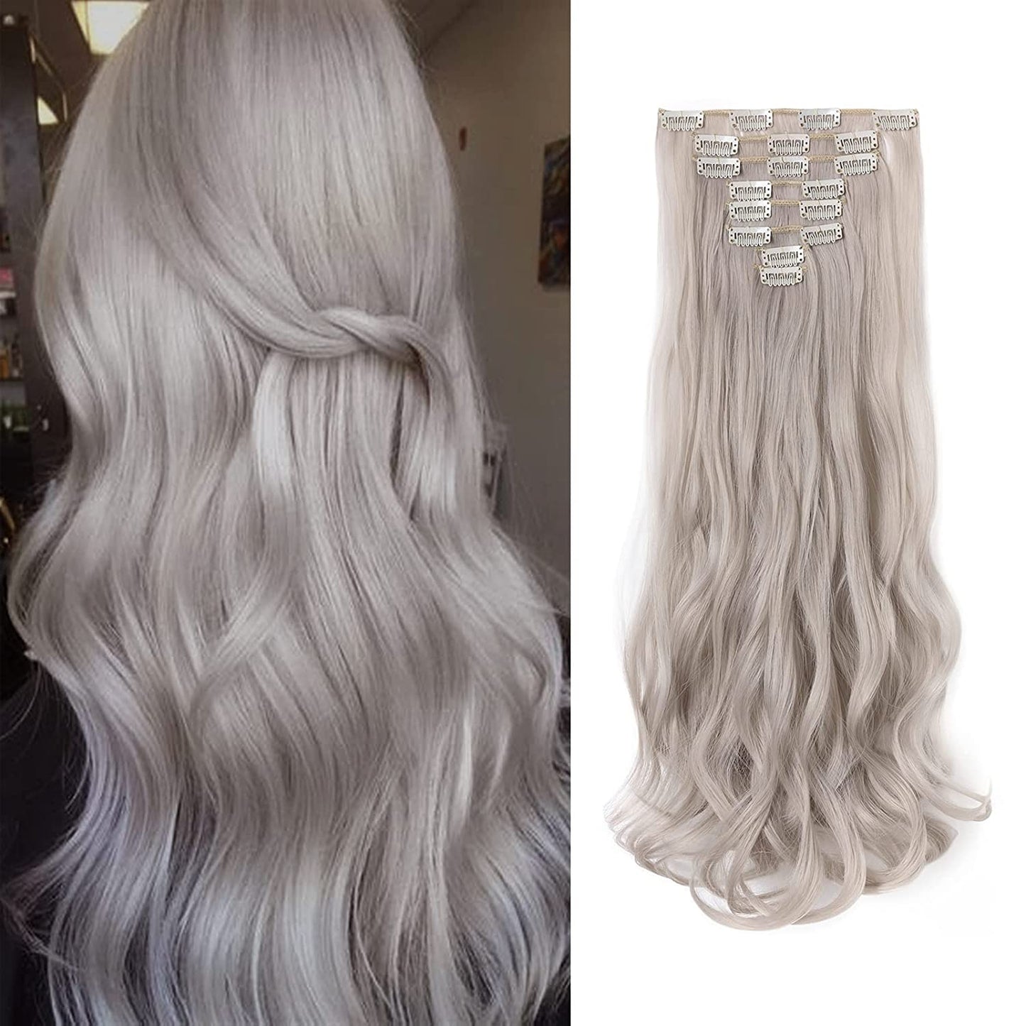 Synthetic 8PCS Clip in Hair Extensions Colorful Hairpiece 24" for Women