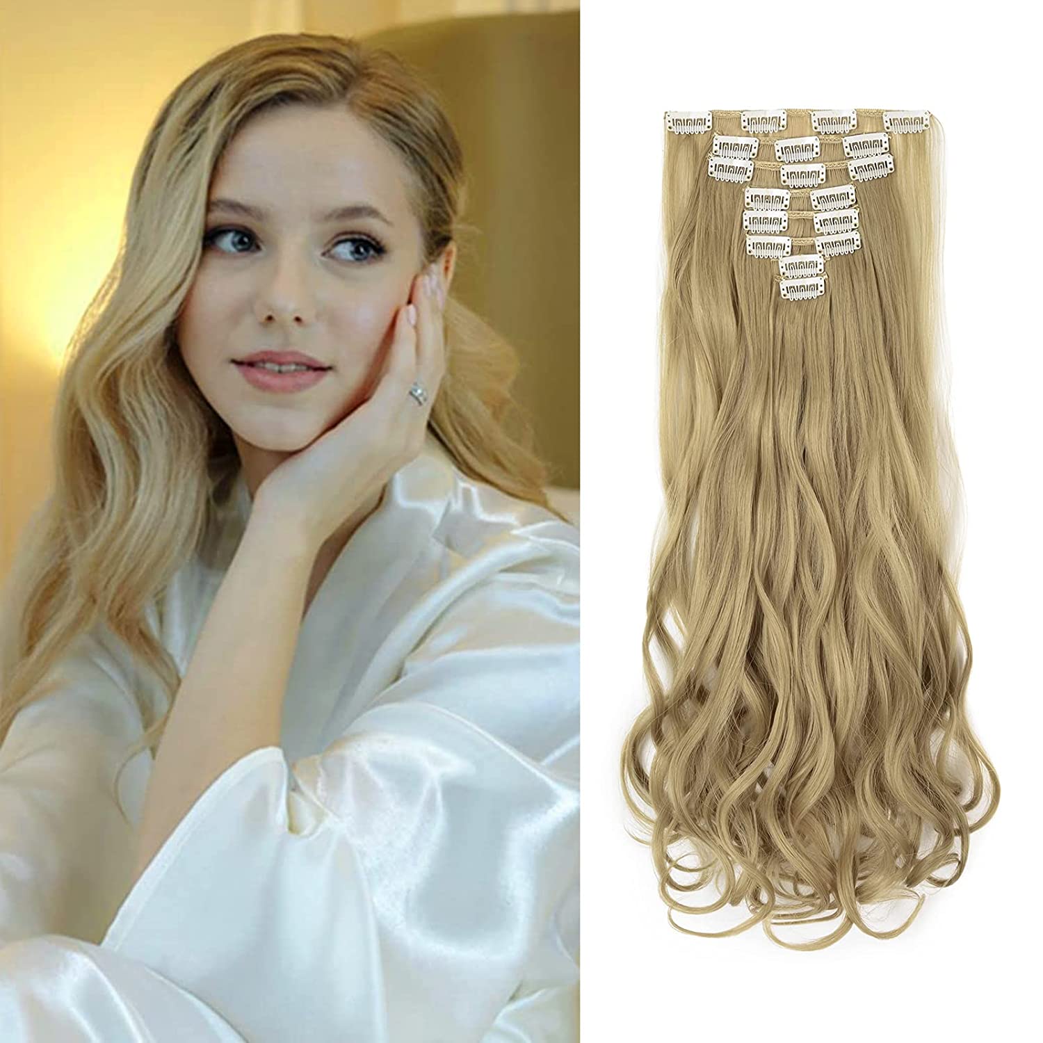 Synthetic 8PCS Clip in Hair Extensions Colorful Hairpiece 24" for Women