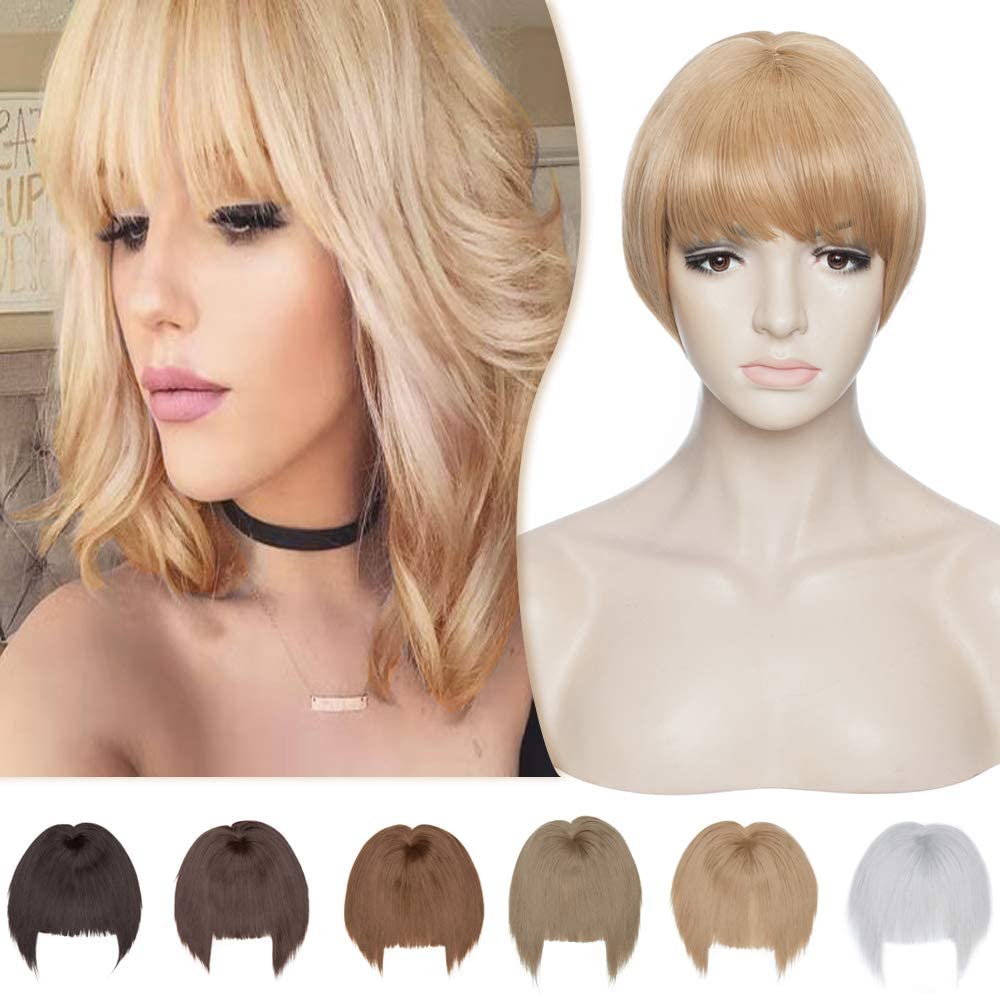 Synthetic Clip in Bangs Hair Extensions with Temples Thick