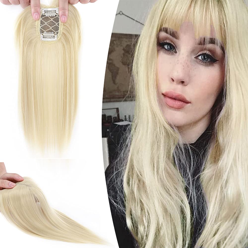 Synthetic Hair Topper with Bangs for Women Thin 9 Inch