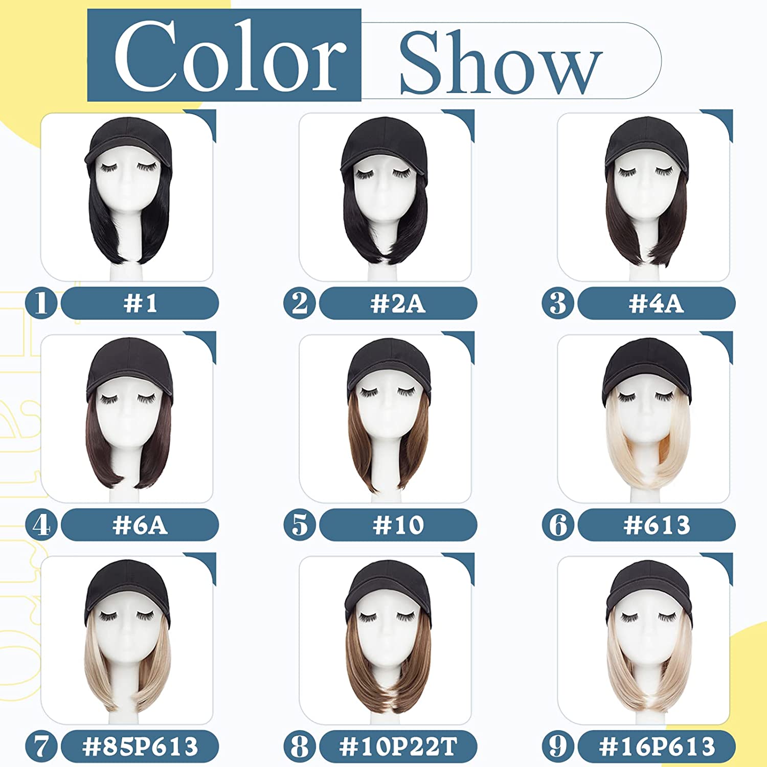 Synthetic Hat with Hair Attached For Women
