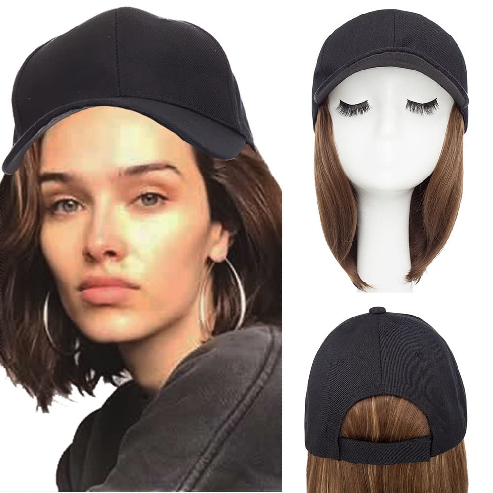 Synthetic Hat with Hair Attached For Women