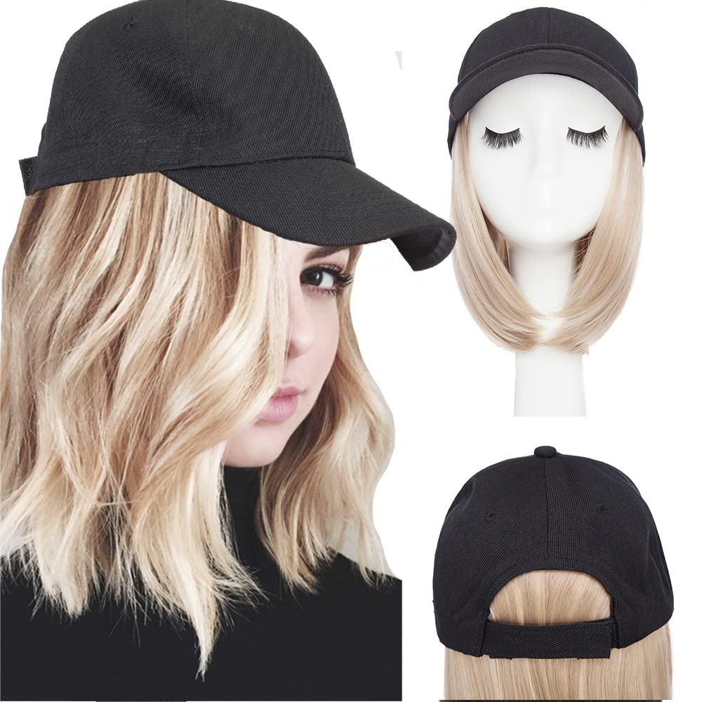 Synthetic Hat with Hair Attached For Women