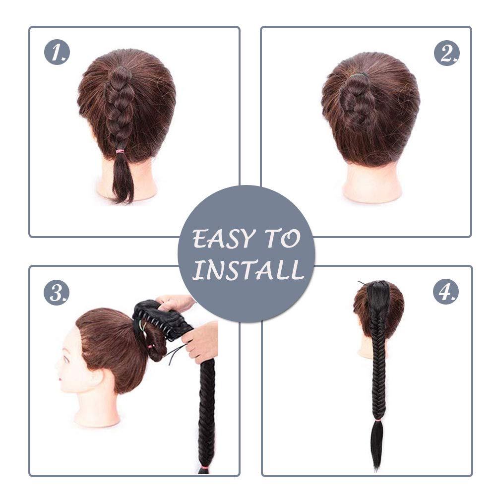 Synthetic Long Fishtail Braid Ponytail Hair Extensions With a Claw